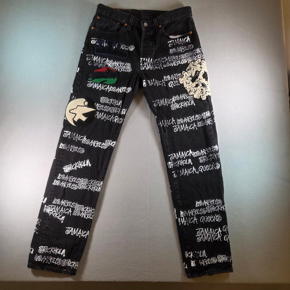 Stussy x Denim Tears x‎ Our Legacy TTL 501 Jeans Black Embroidered Script 32x32 - Picture 2 of 8